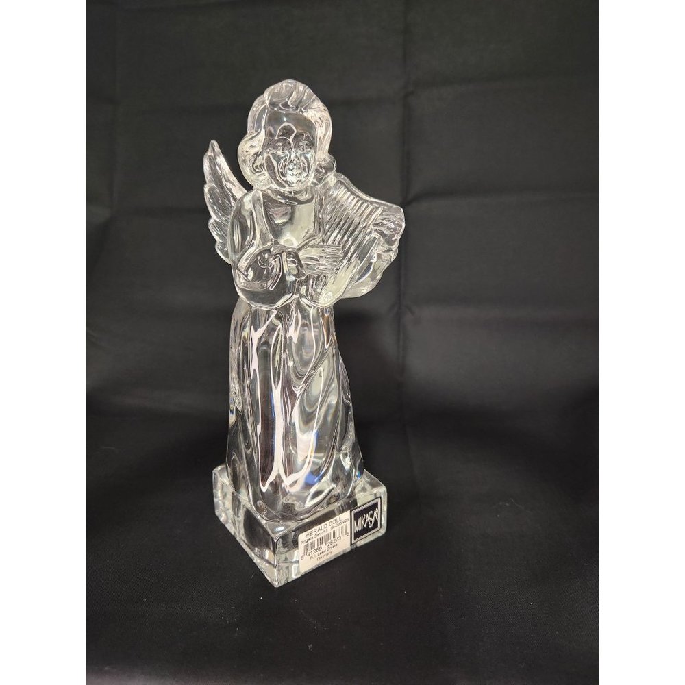 Mikasa Clear Crystal Angelic Harp Figurine Angel Herald Christmas Collection